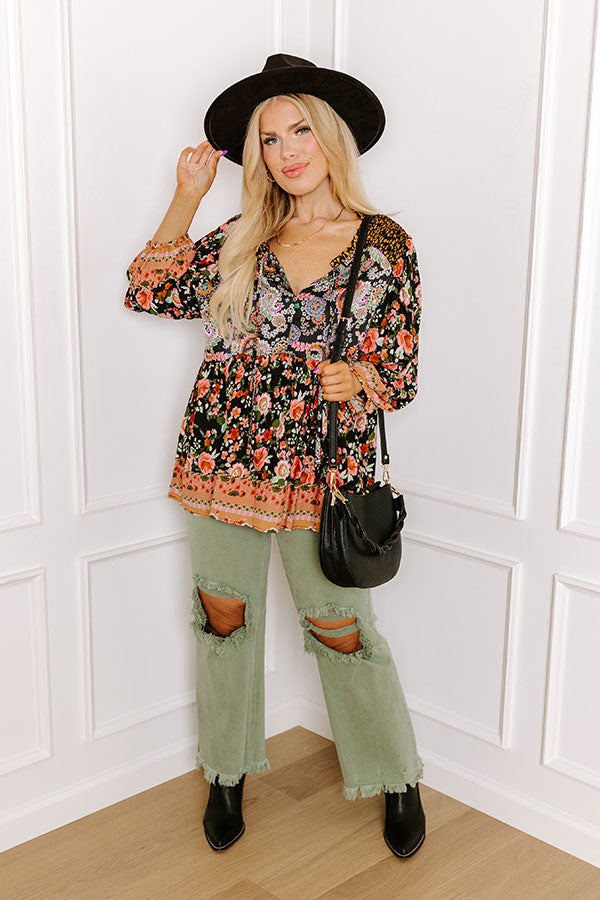 Premium Amber Abundance Floral Top - Ultimate Fall Style