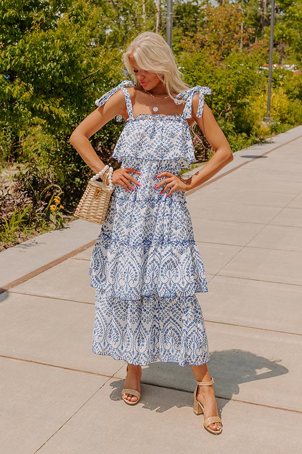 Ultimate Bliss Tiered Eyelet Midi Dress