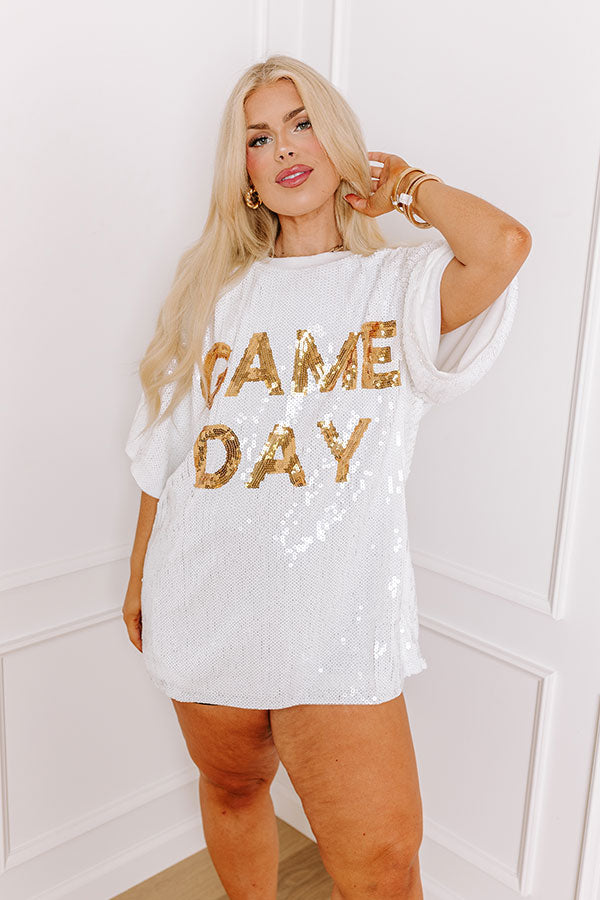 Ultimate Gameday Sequin Tunic - White Curves