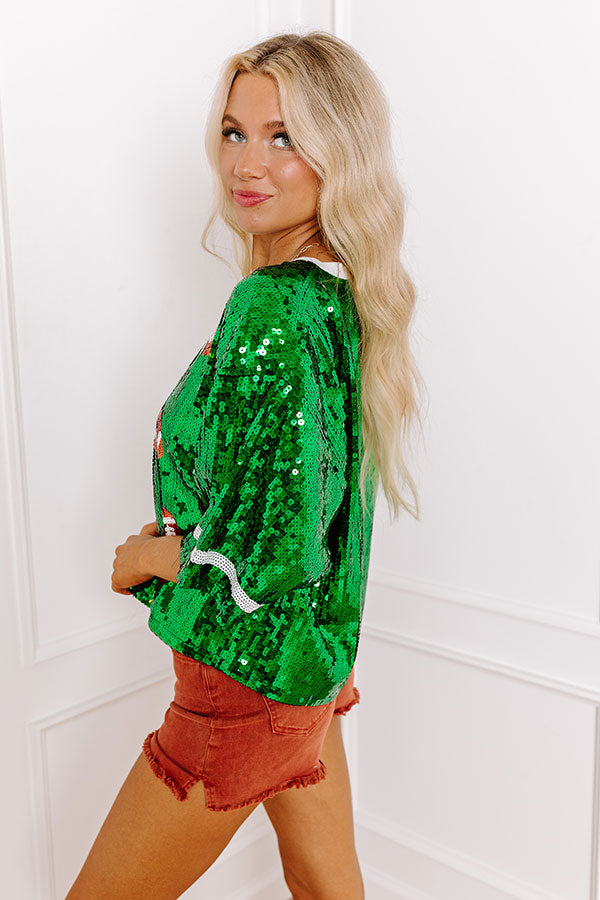 Ultimate Game Day Glow Sequin Top - Green