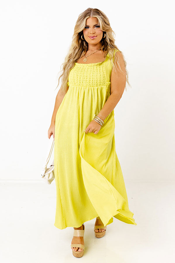 Premium Sun-Kissed Sands Midi Dress in Vibrant Yellow