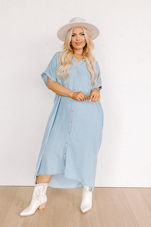 Premium Santa Monica Pier Chambray Midi Dress