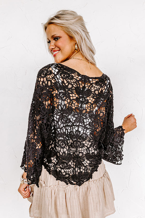 Premium Black Crochet Front Tie Top for Effortless Style