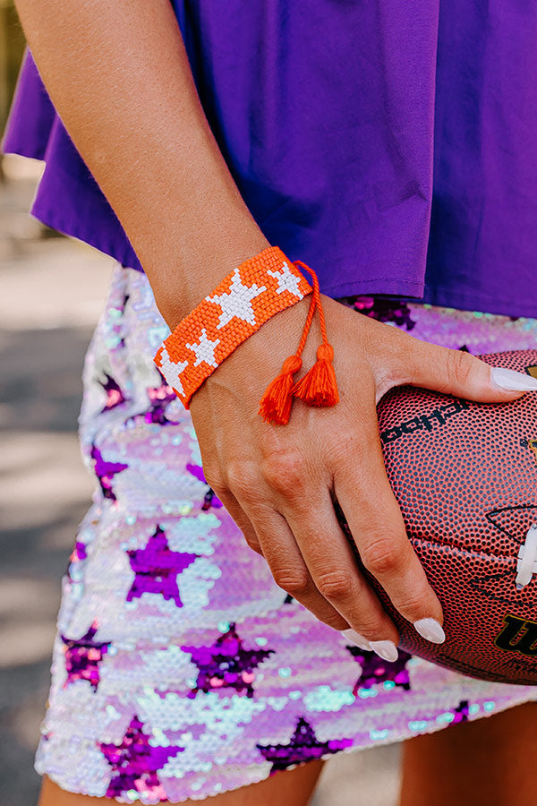 Ultimate Star Beaded Bracelet - Orange/White | Adjustable & Trendy