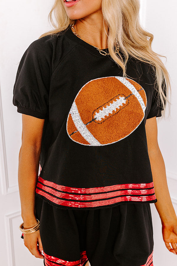 Premium Sideline Social Embroidered Football Top - Black