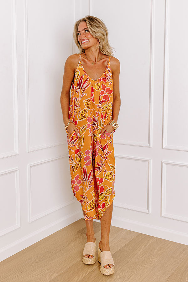 Premium Tropical Jumpsuit: Orange Paradise Edition