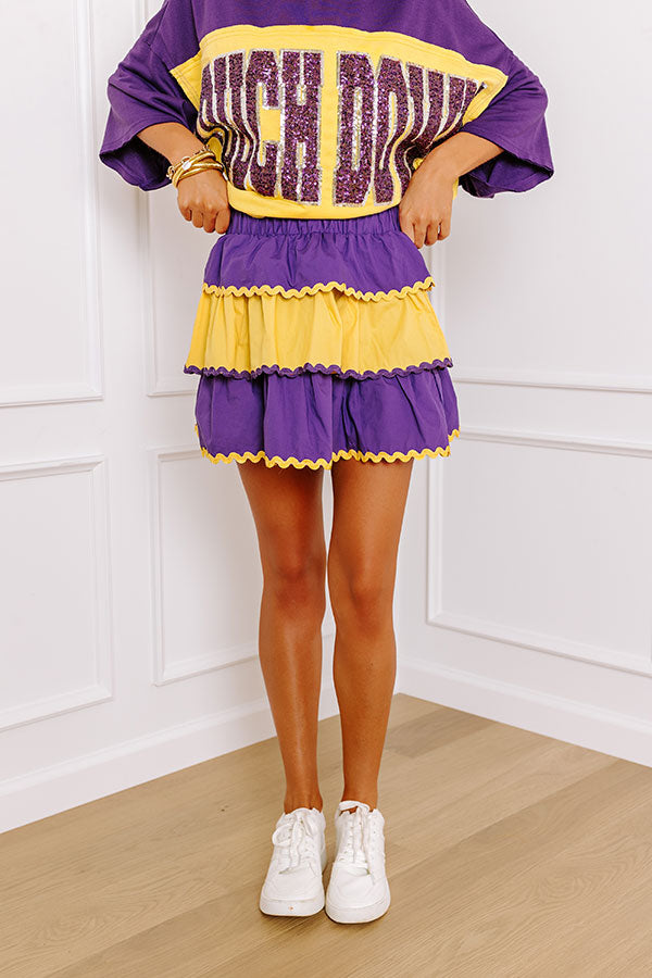 Ultimate Game Day High Waist Tiered Mini Skirt - Purple