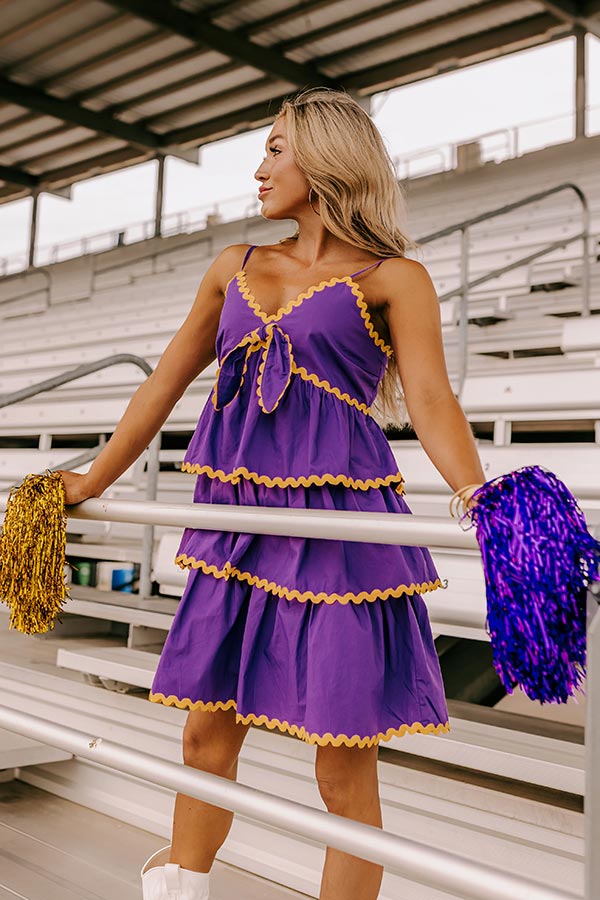 Ultimate Spirit Squad Tiered Mini Dress - Vibrant Purple