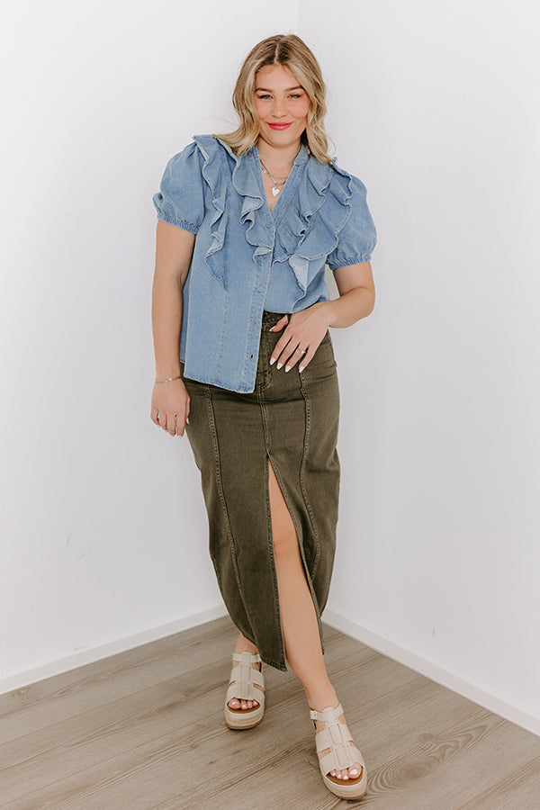 Ultimate Casual-Chic Denim Ruffle Top