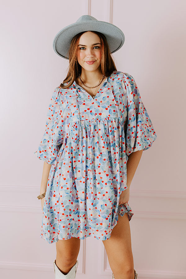 Premium Sky Blue Tea Garden Babydoll Dress