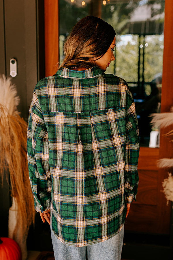 Premium Oversized Flannel Shirt - Hunter Green Fireside S'mores Edition