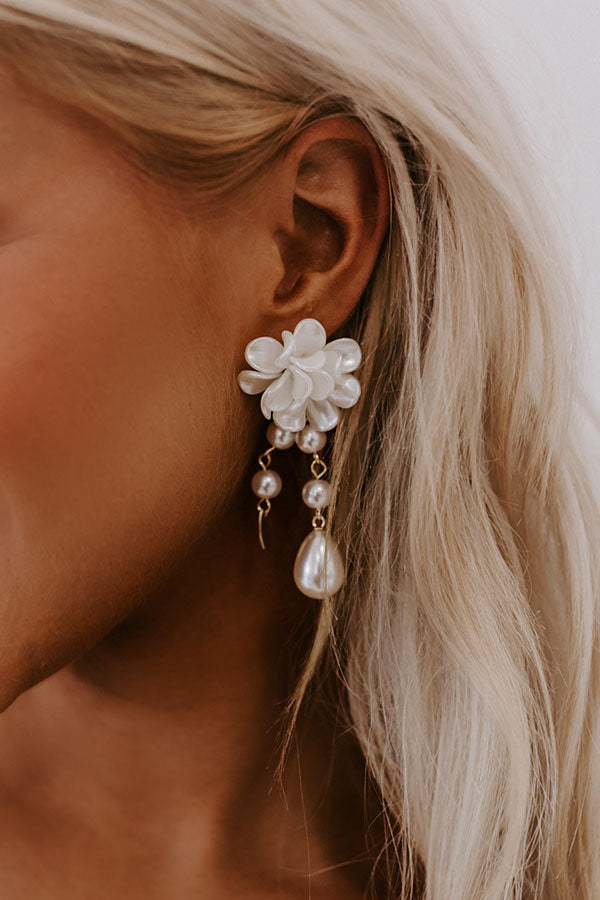 Ultimate Floral Pearl Drop Earrings - Gold Accent