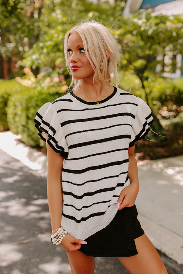 Ultimate Sweet Charmer Knit Stripe Top - White