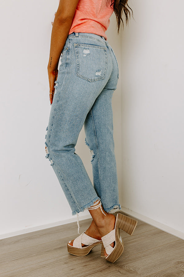 Just USA Premium Kai High Waist Distressed Straight Leg Jean - Ultimate Edgy Style