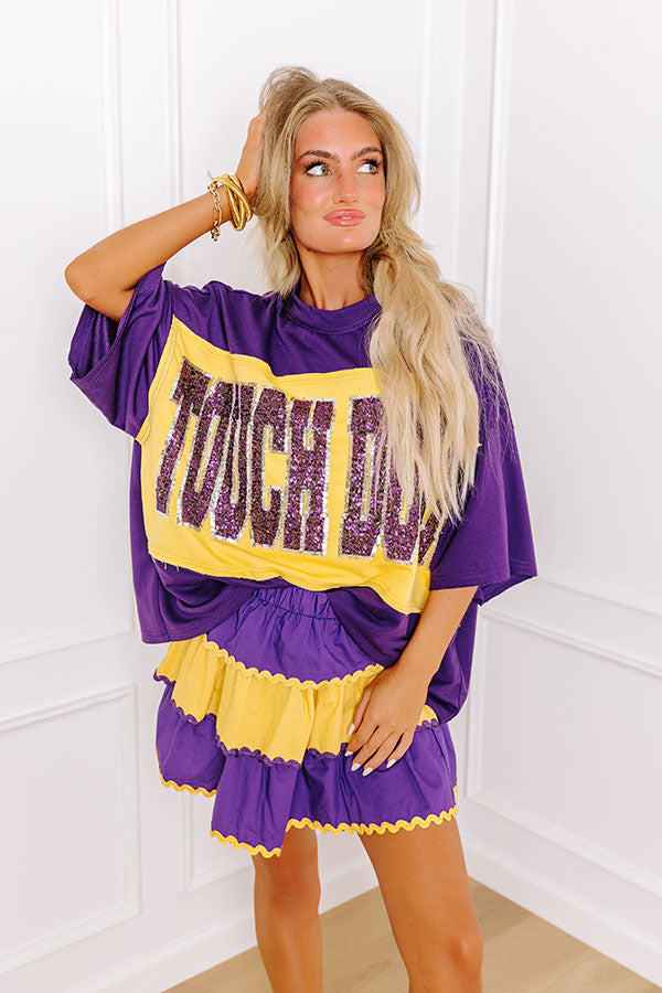 Ultimate Touchdown Sequin Oversized Tee - Purple