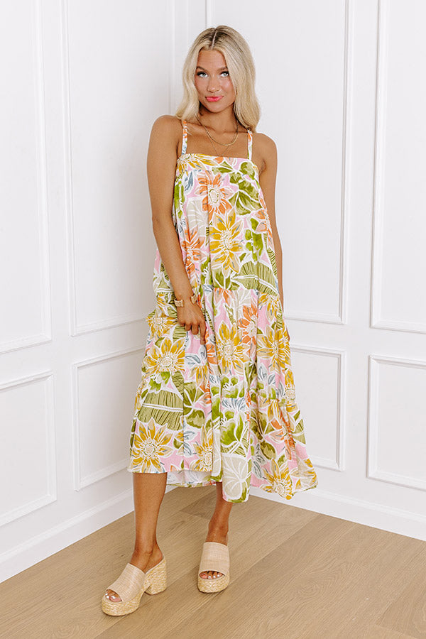 Premium Talk Of The Tropics Midi Dress - Floral Elegance