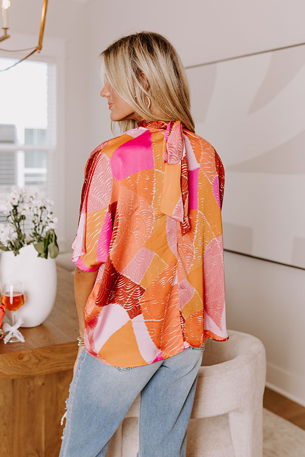 Premium Venice Date Night Shift Top in Vibrant Orange