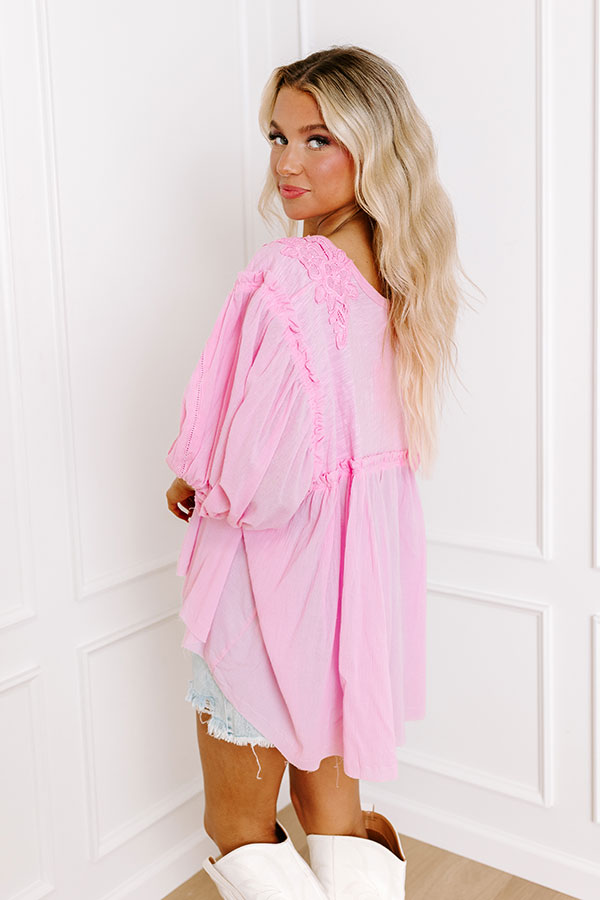 Premium Serenity Song Babydoll Top - Flowy Pink Elegance