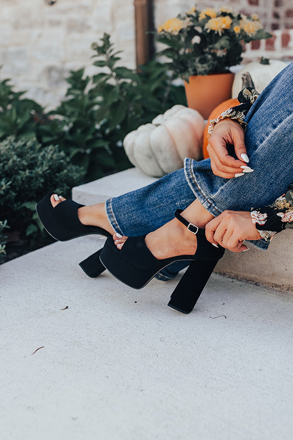 Premium Reagan Faux Suede Platform Heel - Ultimate Black