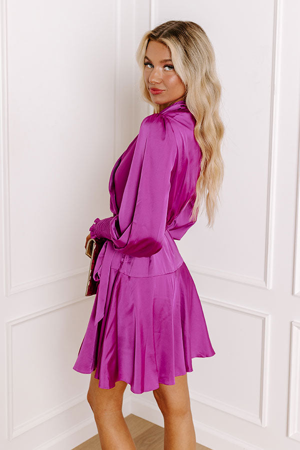 Ultimate Satin Halter Dress - Orchid Elegance