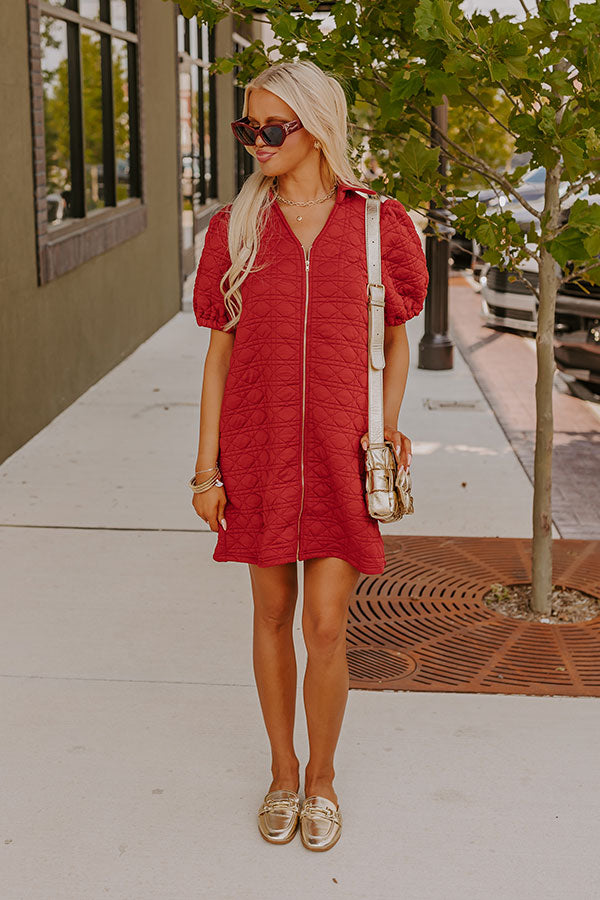 Ultimate Chic Quilted Mini Dress - Crimson Red