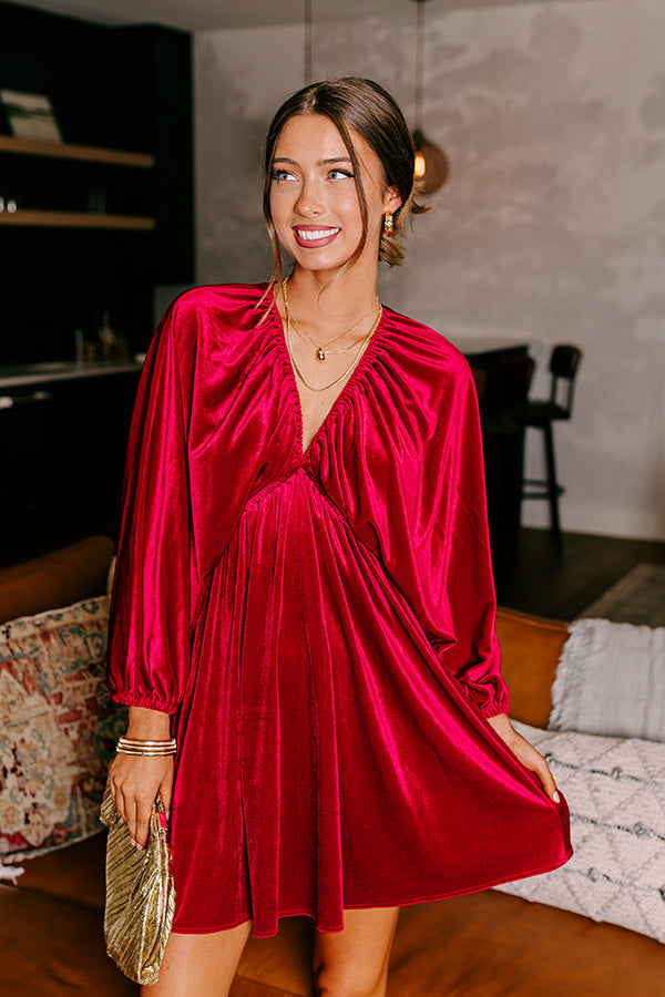 Premium Velvet Mini Dress - Uptown Elegance in Red