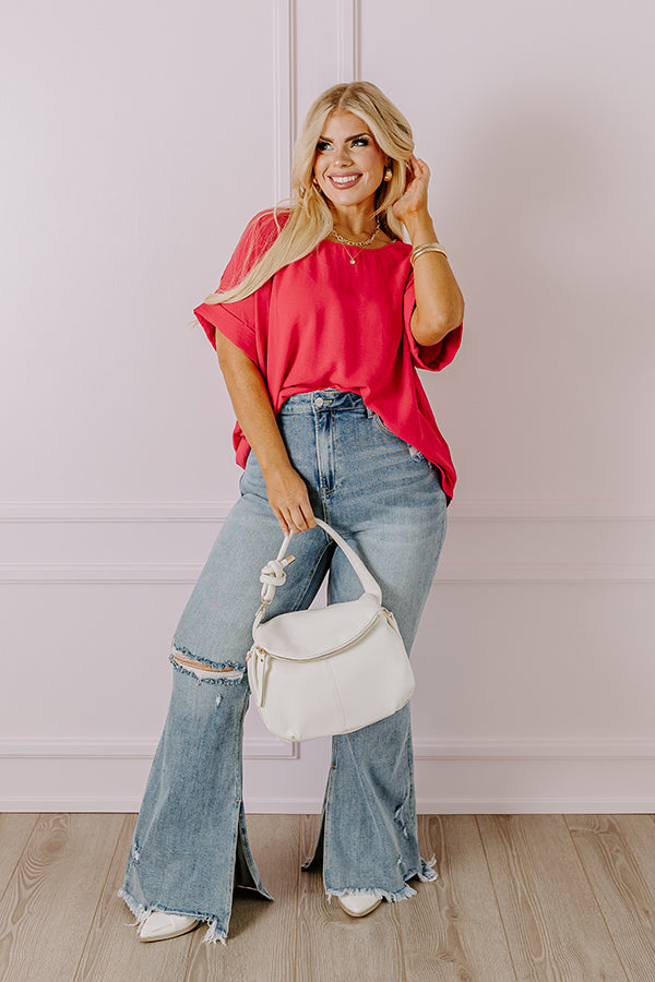 Premium Raspberry Curves Shift Top with Peonies Print