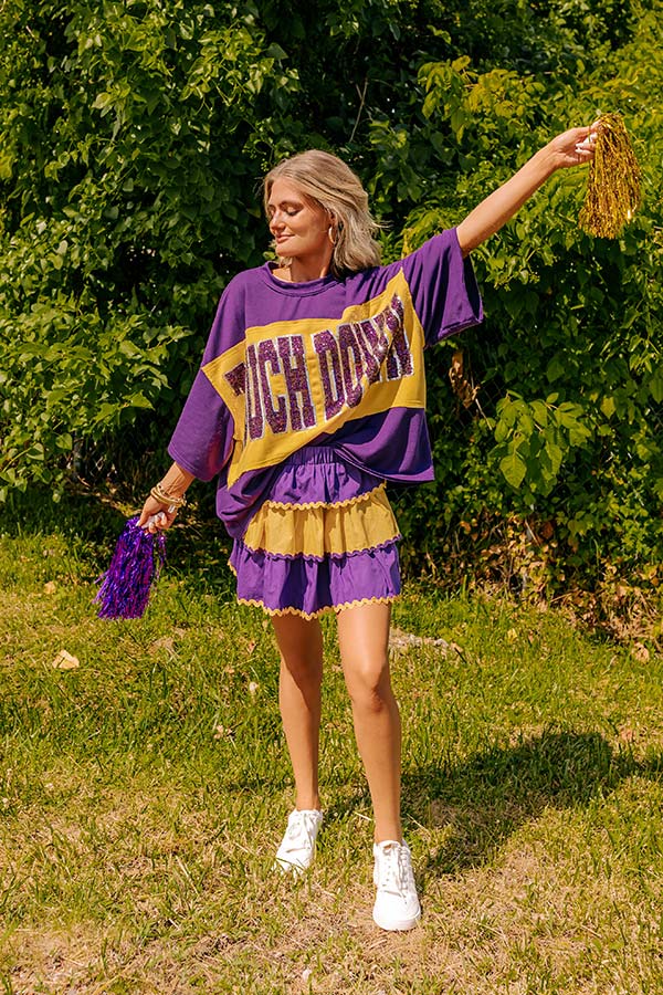 Ultimate Touchdown Sequin Oversized Tee - Purple