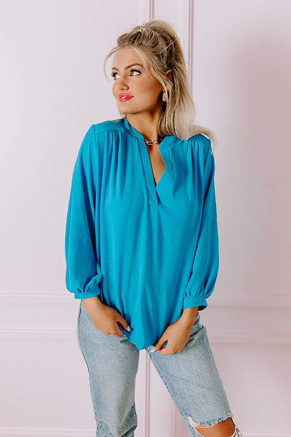 Ultimate Casual Moment Shift Top in Ocean Blue - Versatile Style for Every Occasion