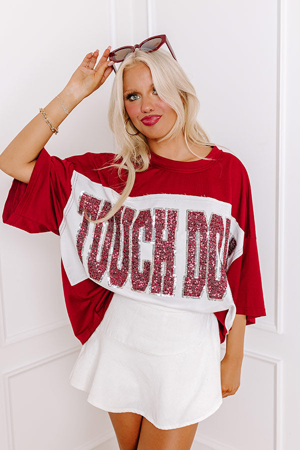 Ultimate Game Day Sequin Touchdown Tee - Red