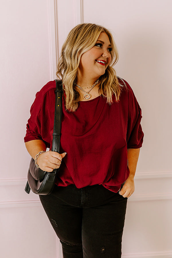 Premium Wine Curves Plus Size Shift Top - Ultimate Comfort & Style