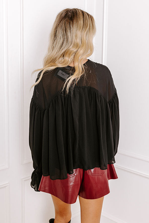 Premium Uptown Allure Chiffon Blouse - Black