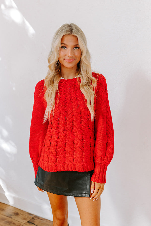 Premium Cable Knit Sweater - Cozy Red Edition