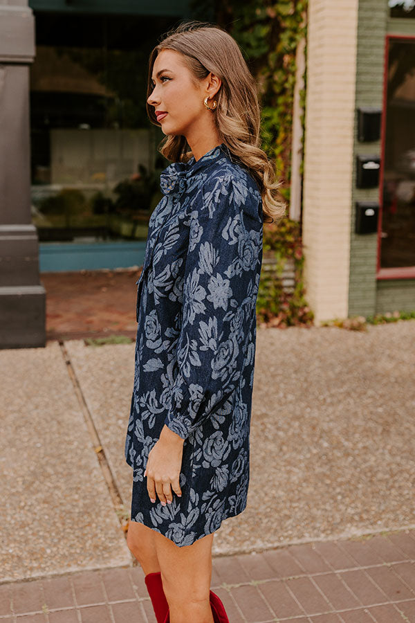 Ultimate Moonlit Rose Garden Denim Mini Dress