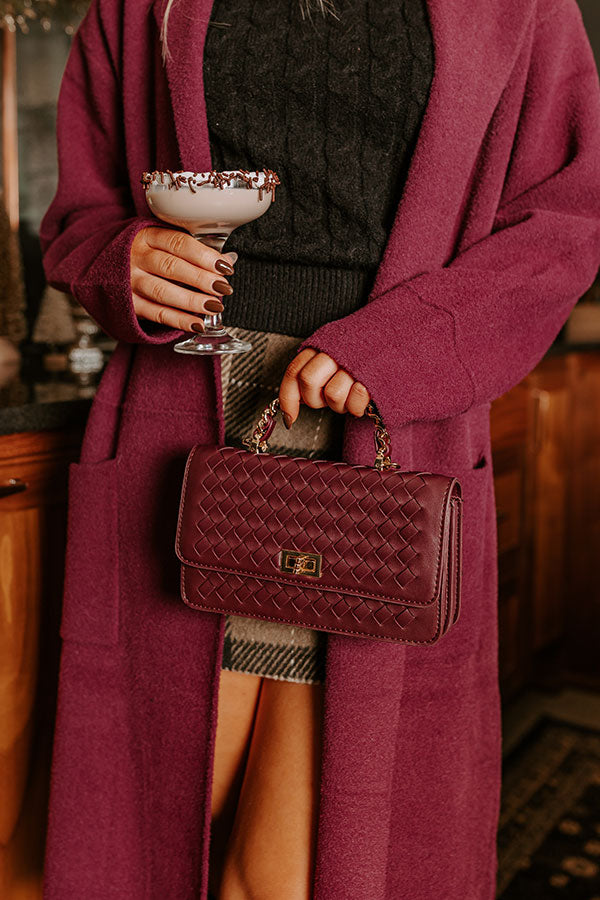 Ultimate Chic Faux Leather Woven Purse in Windsor Wine