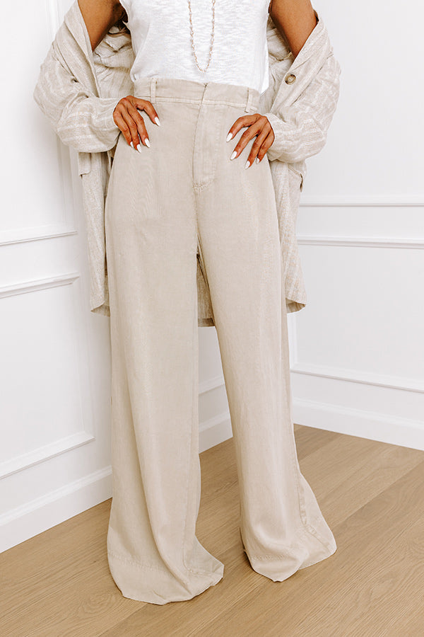 Ultimate Riley High Waist Chambray Trousers in Stone - Premium Style & Comfort