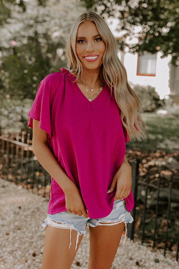 Ultimate Fuchsia Ruffle Shift Top - Stylish & Lightweight