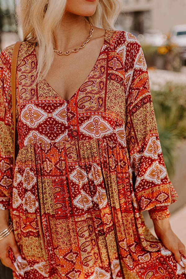 Ultimate Orchard Oasis Paisley Maxi Dress in Wine