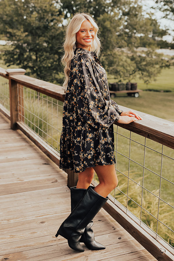 Premium Chrysanthemum Whisper Floral Mini Dress