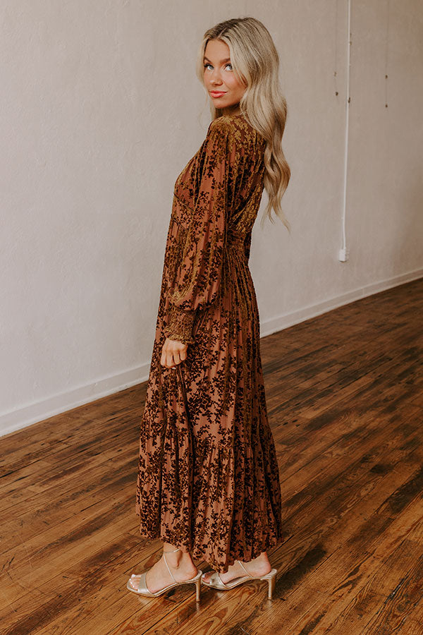 Ultimate Velvet Burnout Maxi Dress - Chocolate Romance