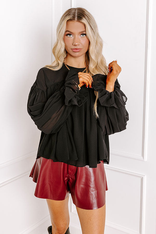 Premium Uptown Allure Chiffon Blouse - Black