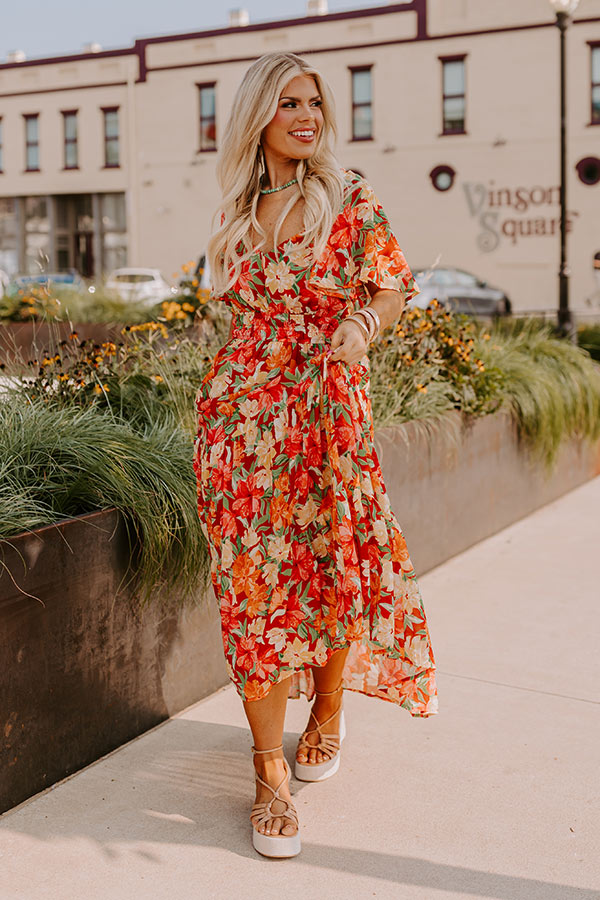 Premium Fall Harvest Floral Maxi Dress - Ultimate Curve Flattering Design