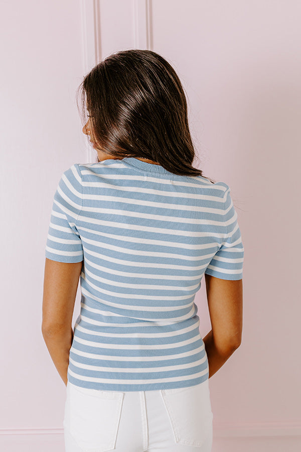 Premium Sky Blue Vacay Mode Striped Top - Ultimate Spring Style Upgrade