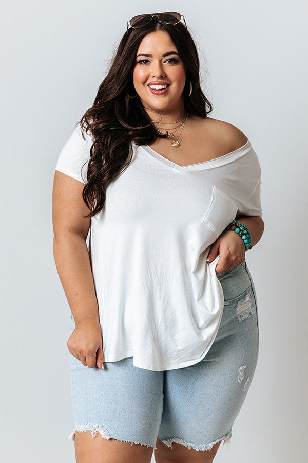 Premium Casual Convo Shift Tee - Ivory Curves | Ultimate Comfort & Style