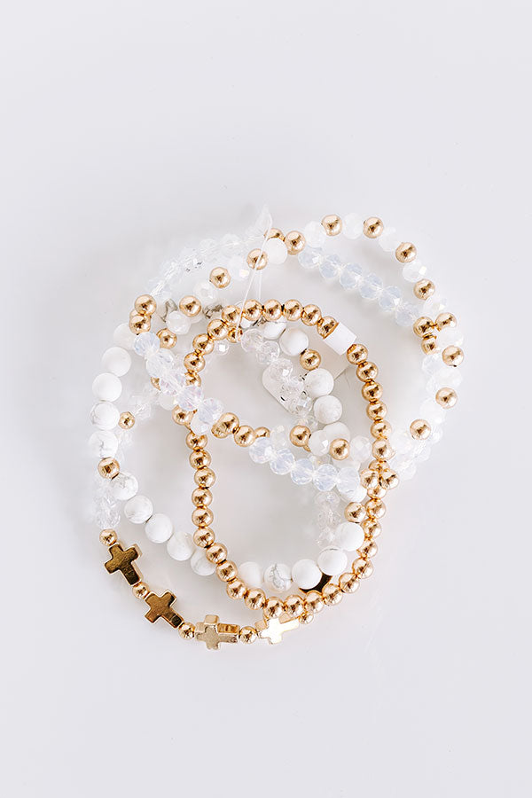 Premium Faith-Inspired Bracelet Set - White Elegance