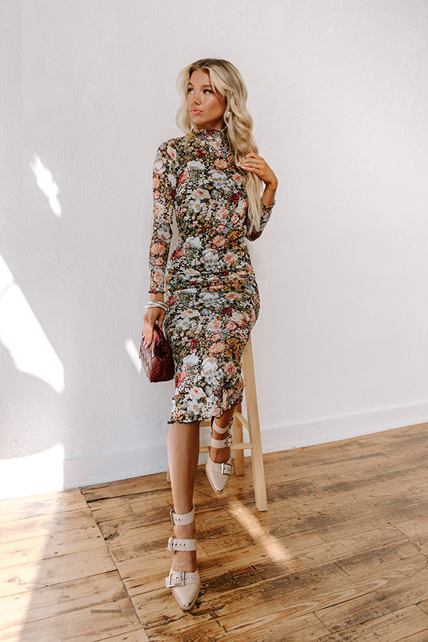 Ultimate Dreamy Haze Floral Mesh Midi Dress
