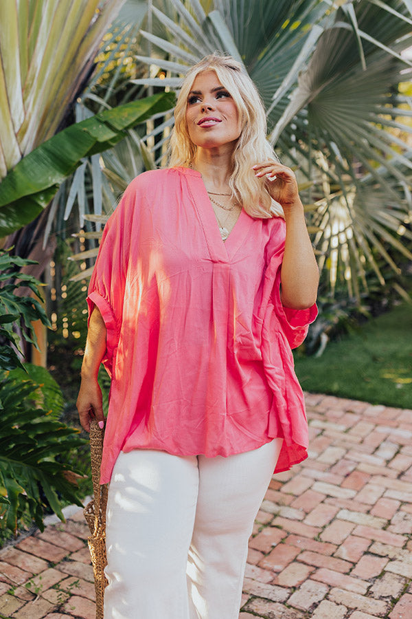 Premium Coral Curves Shift Top - Ultimate Summer Style