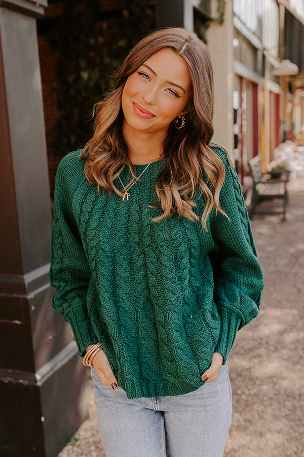 Premium Cable Knit Sweater - Ultimate Cozy Style in Hunter Green