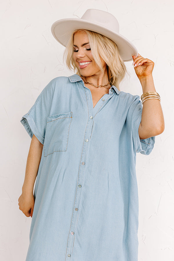 Premium Santa Monica Pier Chambray Midi Dress