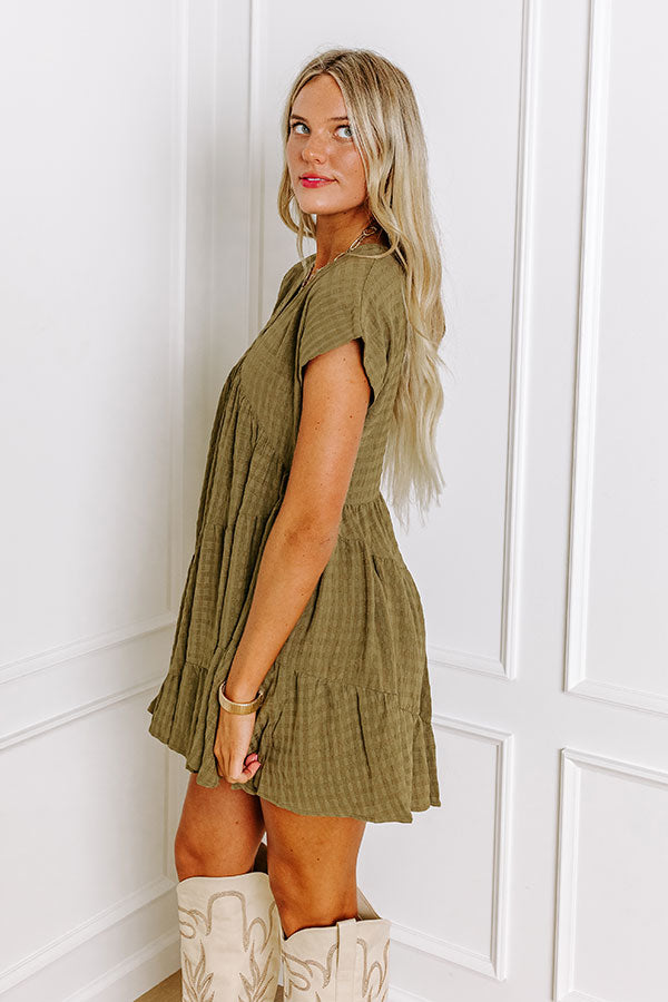 Premium Mend Your Heart Babydoll Dress - Martini Olive